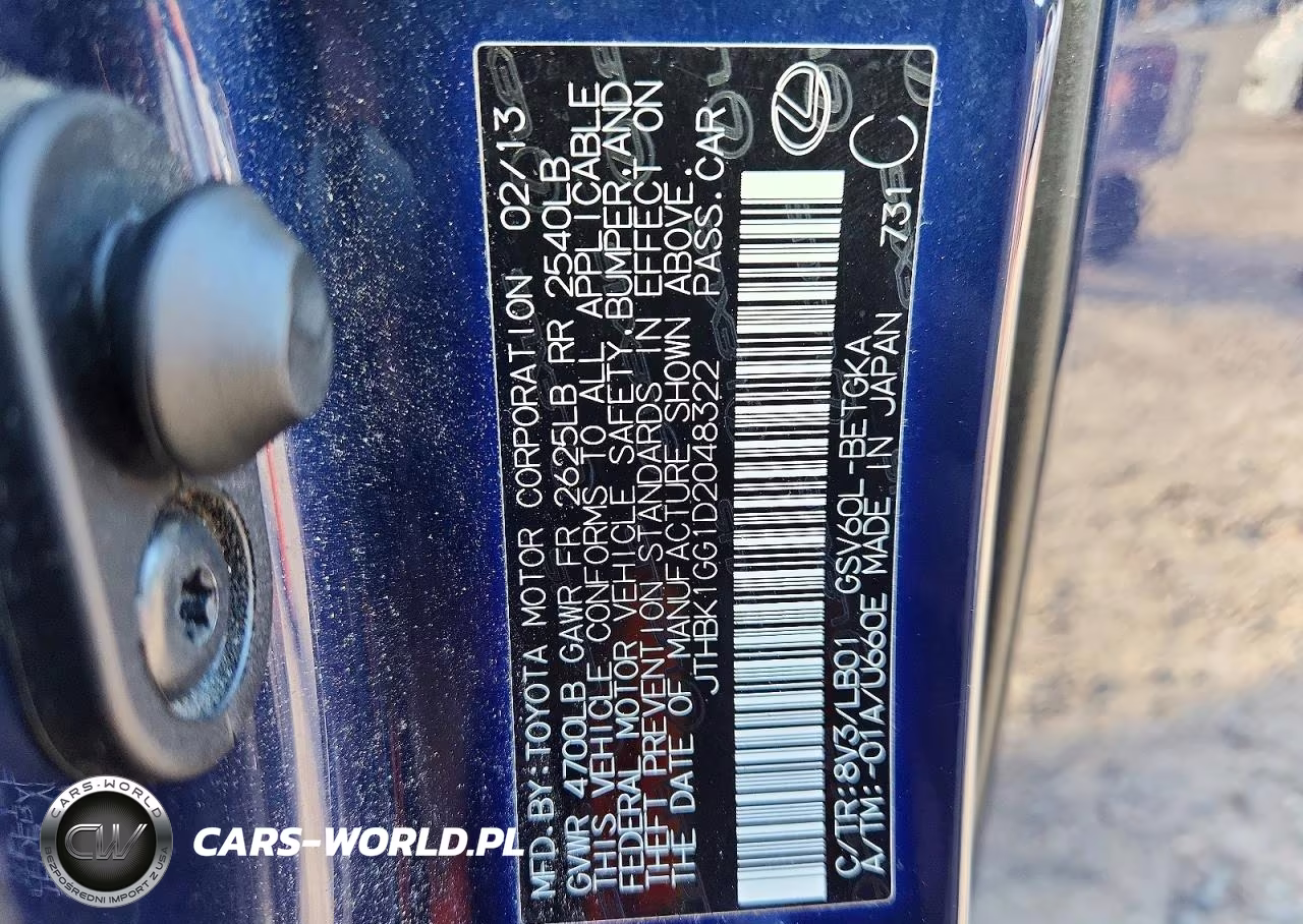 2013 Lexus Es 350 VIN:JTHBK1GG1D2048322 - 13