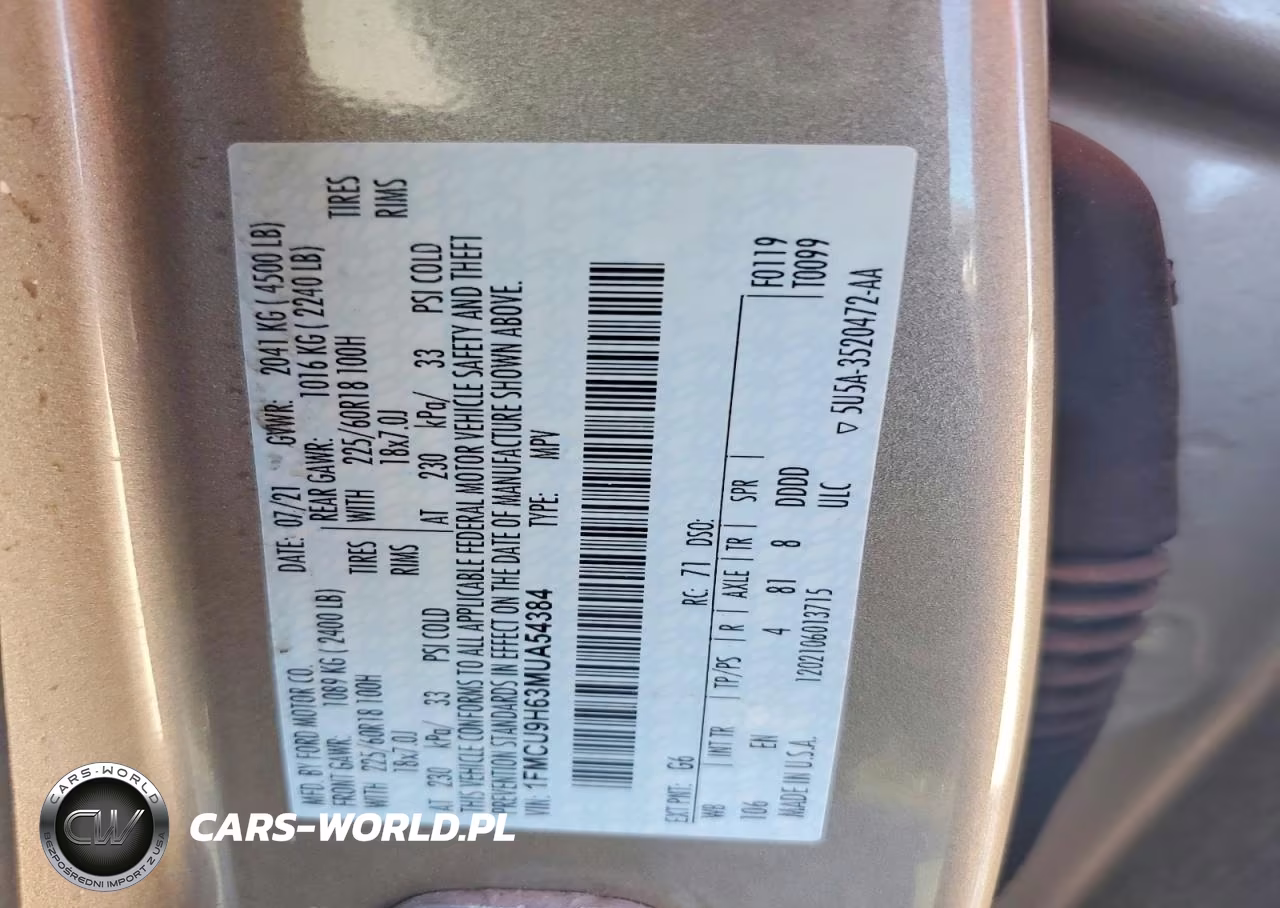 2021 Ford Escape Sel VIN:1FMCU9H63MUA54384 - 13