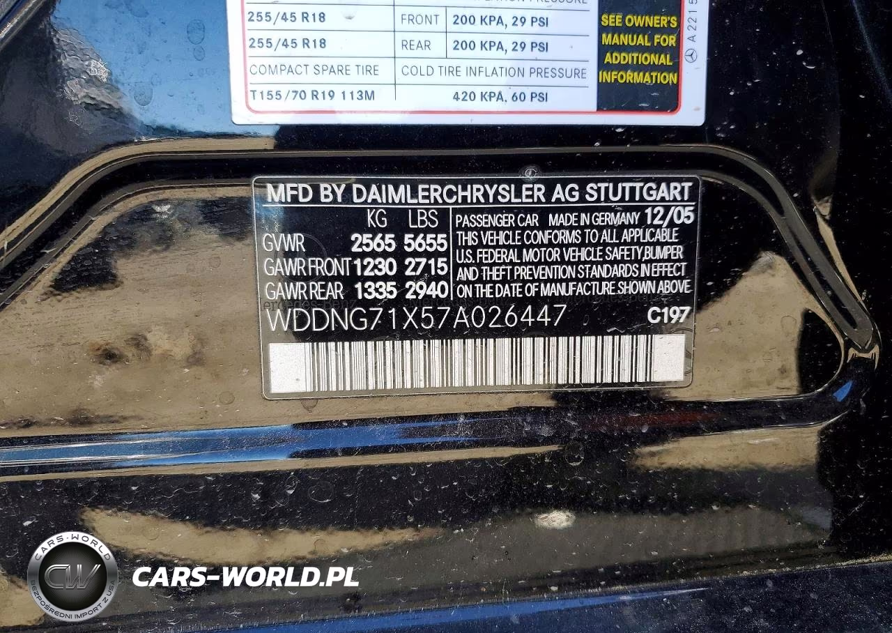 MERCEDES-BENZ S 550 VIN:WDDNG71X57A026447 - 12