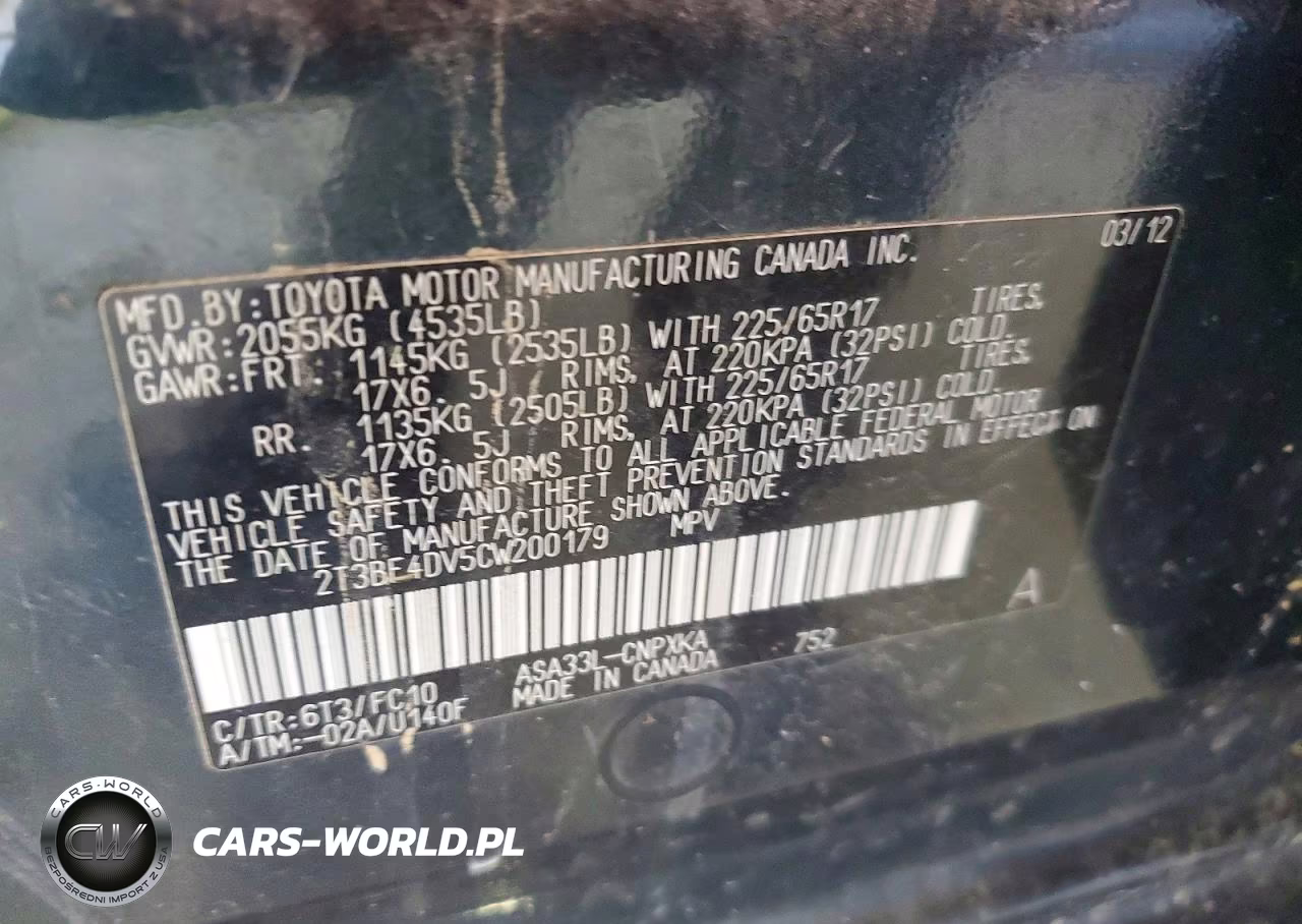 2012 Toyota Rav4 Base VIN:2T3BF4DV5CW200179 - 13
