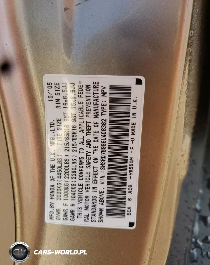 2006 Honda Cr-V Se VIN:SHSRD78996U408362 - 12