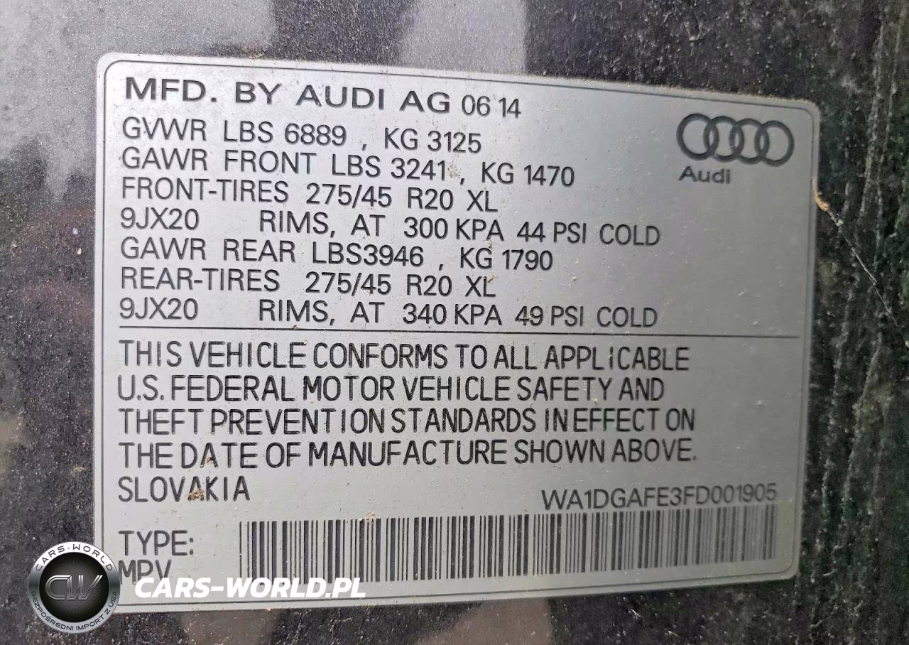 2015 Audi Q7 Prestige VIN:WA1DGAFE3FD001905 - 12