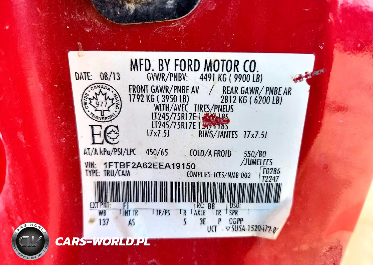 2014 Ford F250 Super Duty VIN:1FTBF2A62EEA19150 - 12