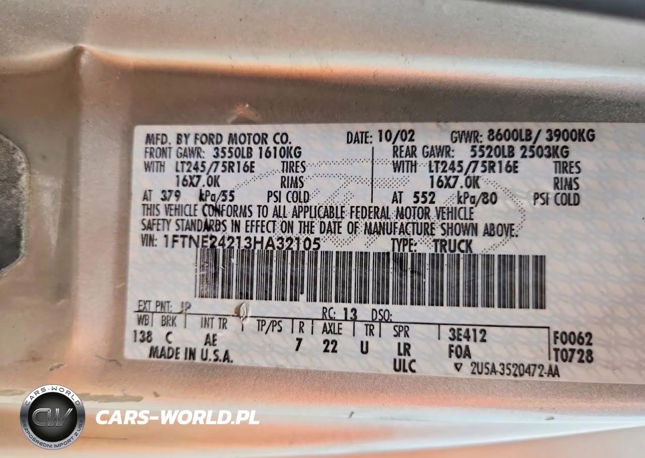2003 Ford E250 Van VIN:1FTNE24213HA32105 - 13