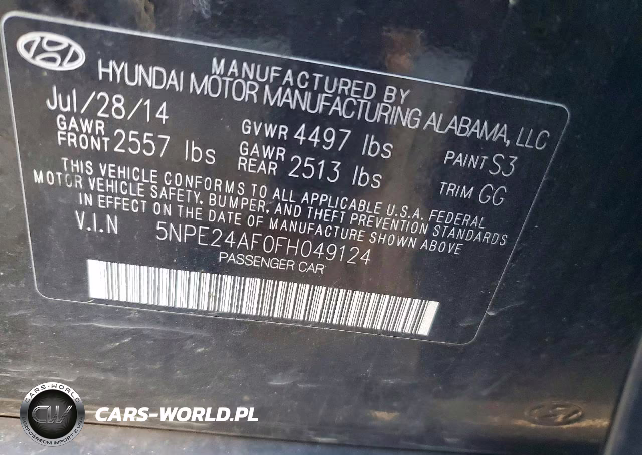 2015 Hyundai Sonata Se VIN:5NPE24AF0FH049124 - 12