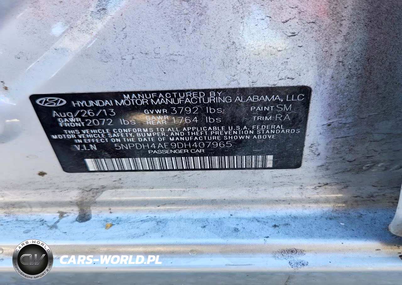 2013 Hyundai Elantra Gls VIN:5NPDH4AE9DH407965 - 12