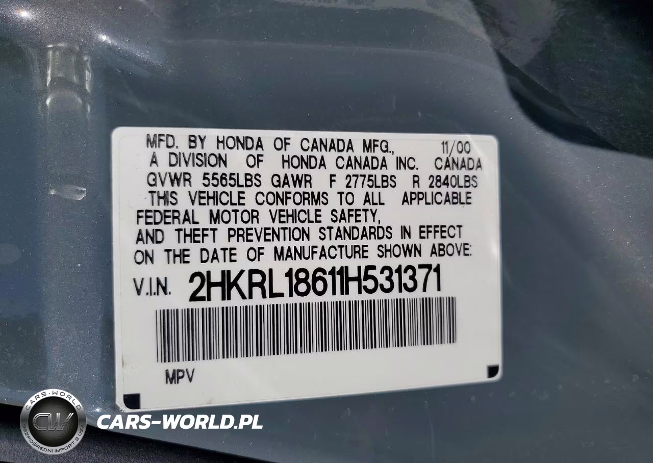 2001 Honda Odyssey Ex VIN:2HKRL18611H531371 - 13