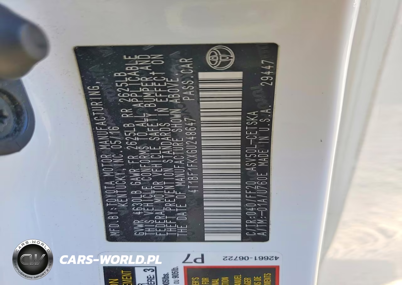 2016 Toyota Camry Se VIN:4T1BF1FKXGU248647 - 12