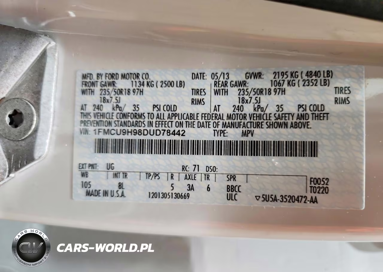 2013 Ford Escape Sel VIN:1FMCU9H98DUD78442 - 13