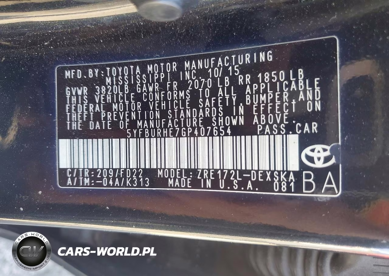 2016 Toyota Corolla S Plus VIN:5YFBURHE7GP407654 - 12