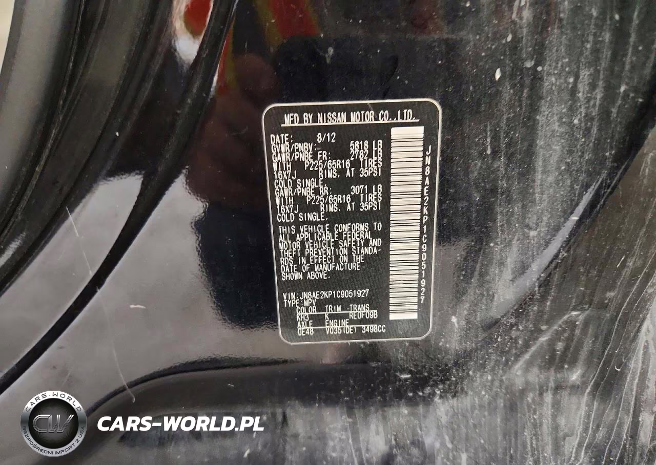 2012 Nissan Quest 3.5 S VIN:JN8AE2KP1C9051927 - 13