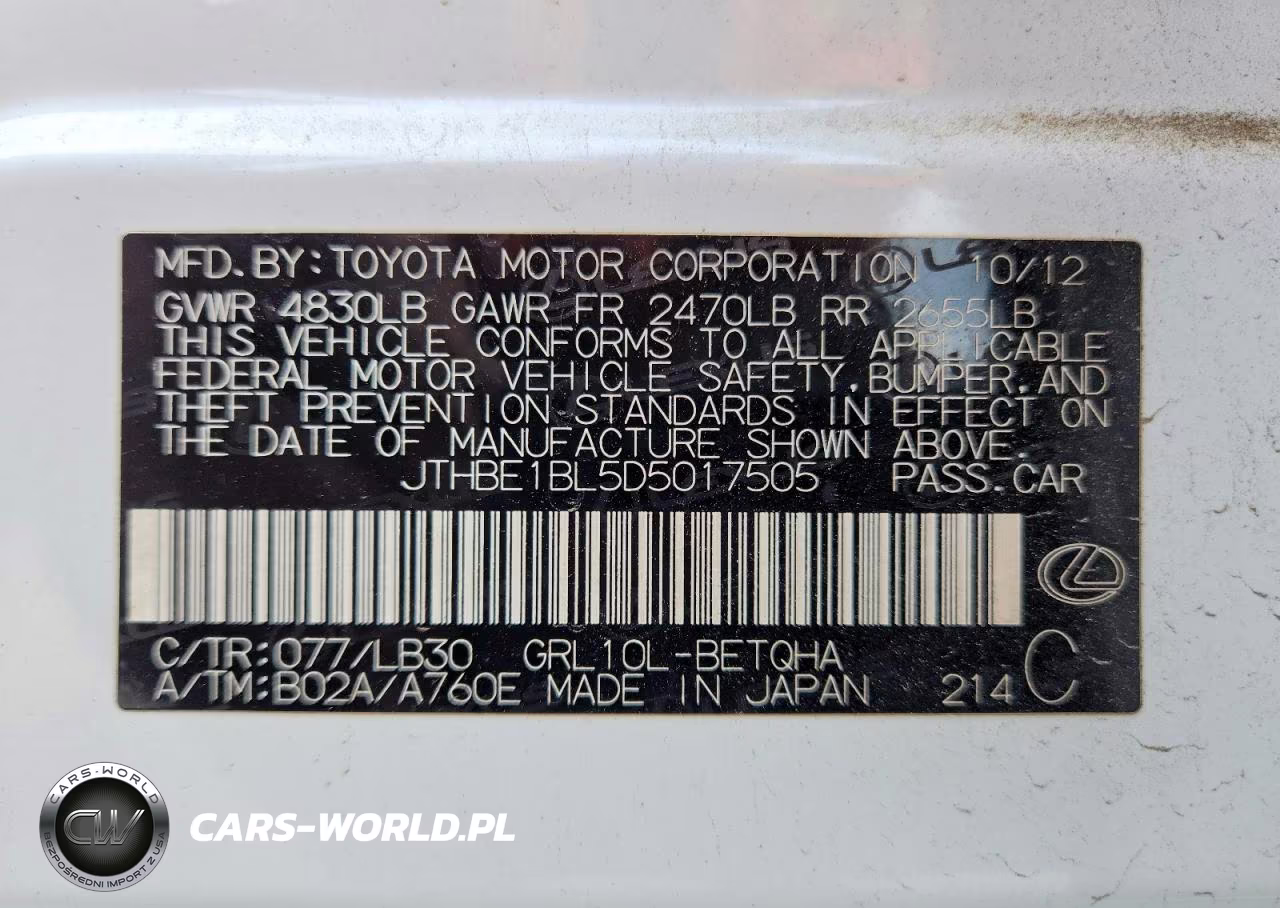 2013 Lexus Gs 350 VIN:JTHBE1BL5D5017505 - 13