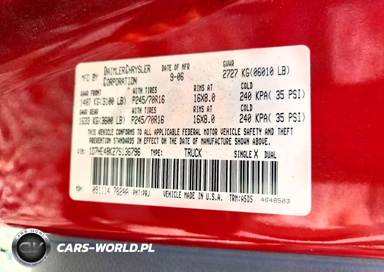 2007 Dodge Dakota Quad Slt VIN:1D7HE48K27S136796 - 12