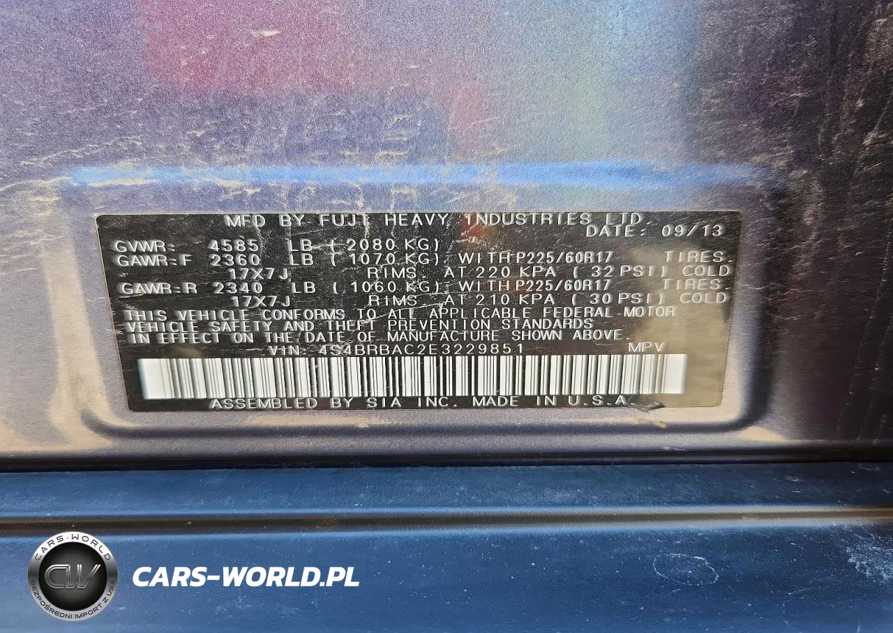 2014 Subaru Outback 2.5I VIN:4S4BRBAC2E3229851 - 13