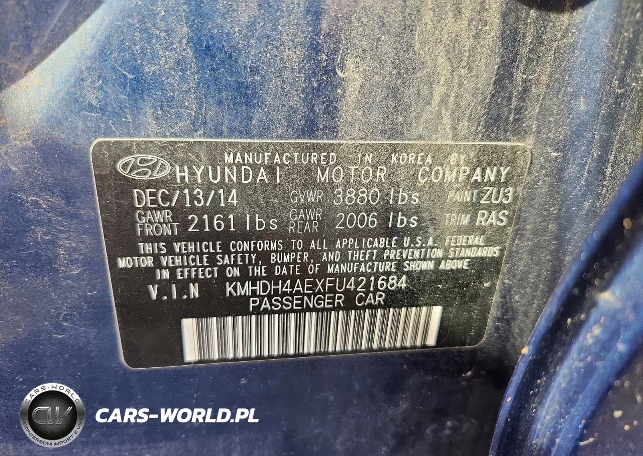 2015 Hyundai Elantra Se VIN:KMHDH4AEXFU421684 - 12