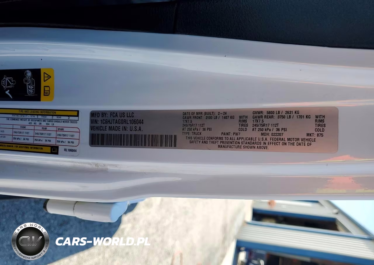 2024 Jeep Gladiator Sport VIN:1C6HJTAG0RL106044 - 12