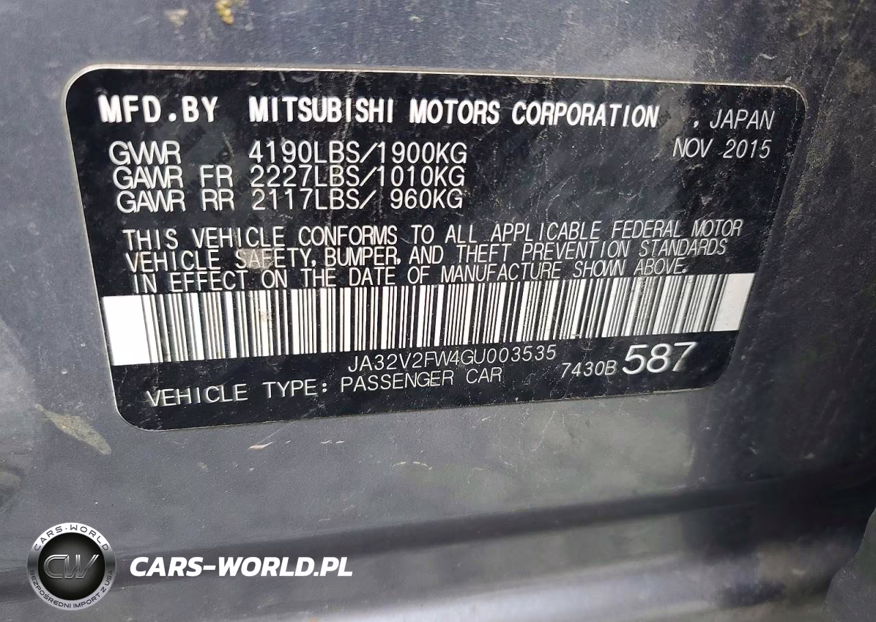2016 Mitsubishi Lancer Es VIN:JA32V2FW4GU003535 - 12