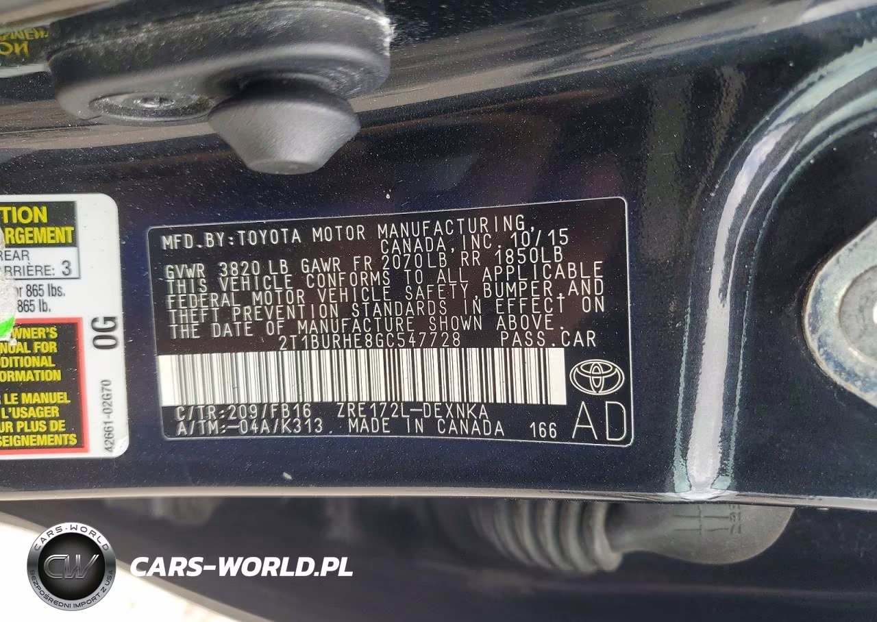 2016 Toyota Corolla Le VIN:2T1BURHE8GC547728 - 13