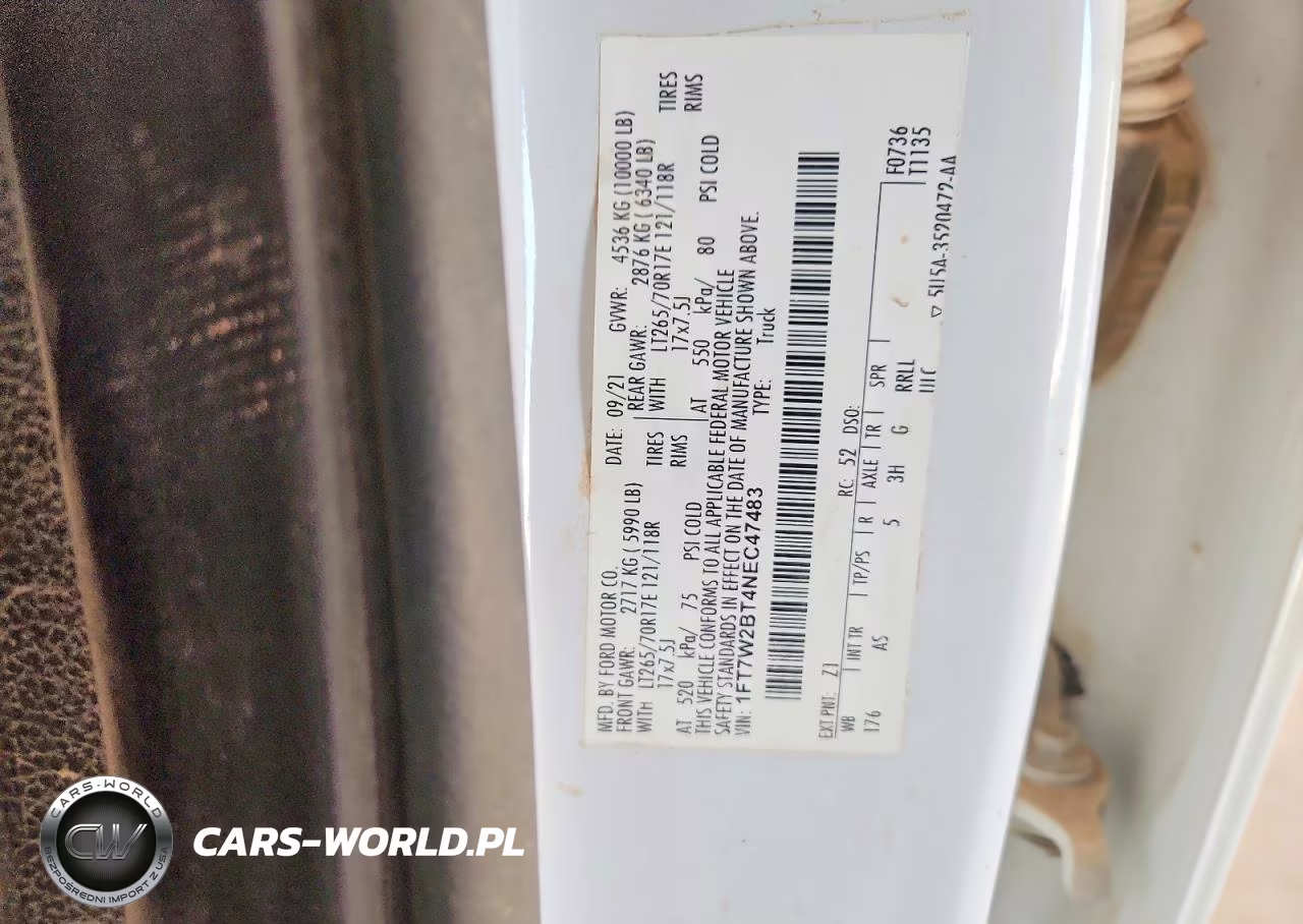 2022 Ford F250 Super Duty VIN:1FT7W2BT4NEC47483 - 12