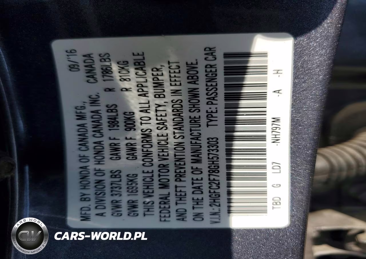 2016 Honda Civic Ex VIN:2HGFC2F78GH573303 - 12