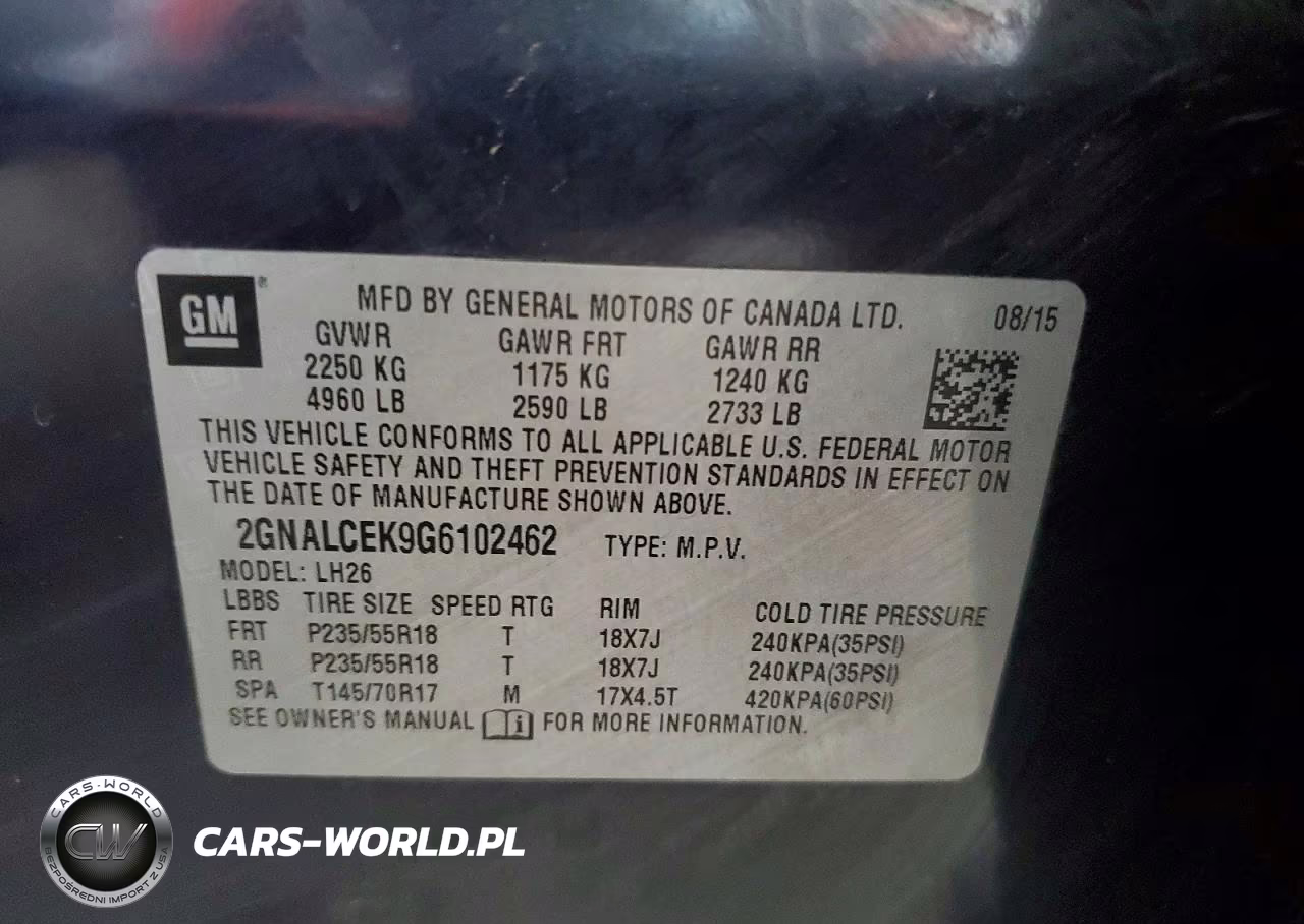 2016 Chevrolet Equinox Lt VIN:2GNALCEK9G6102462 - 13