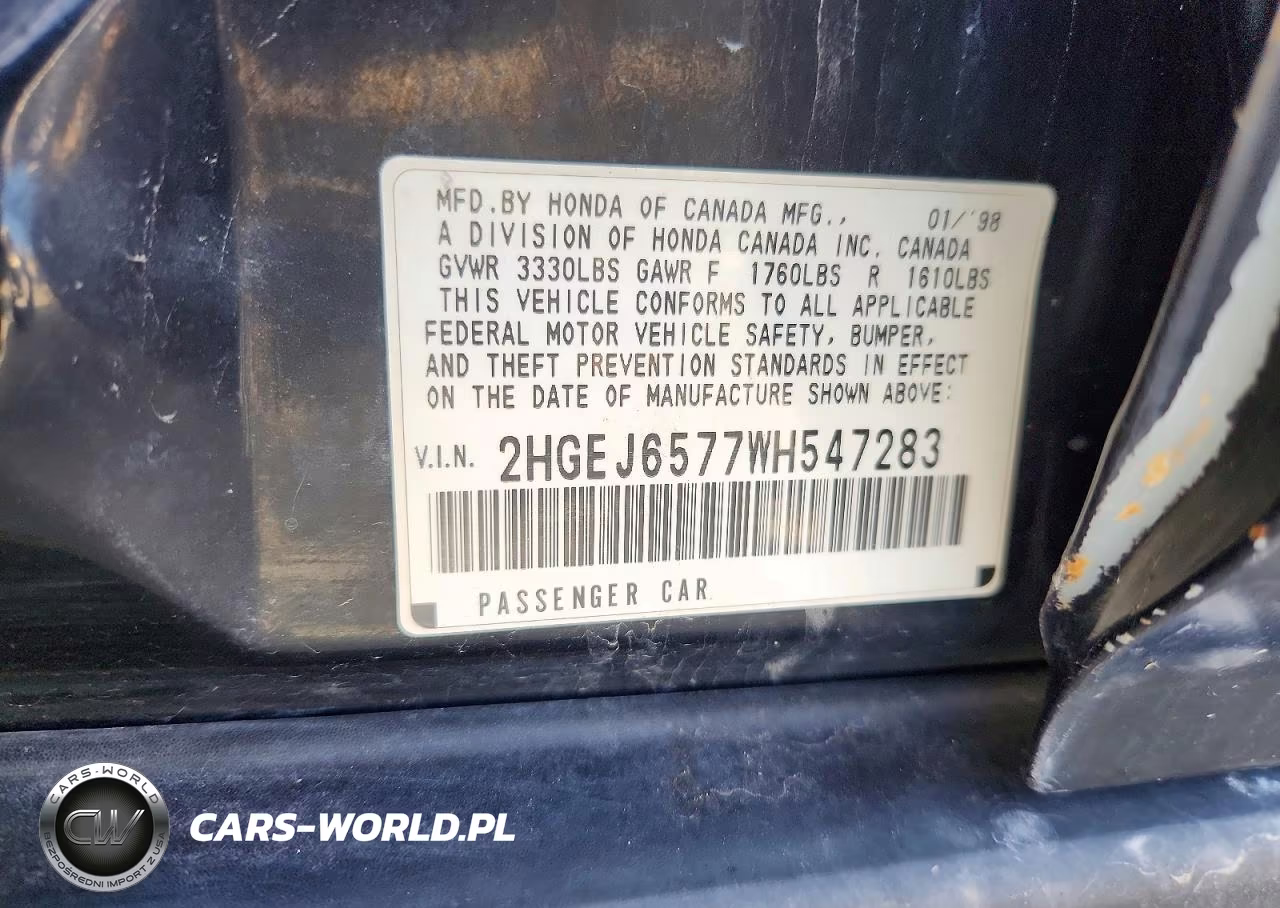 1998 Honda Civic Lx VIN:2HGEJ6577WH547283 - 12