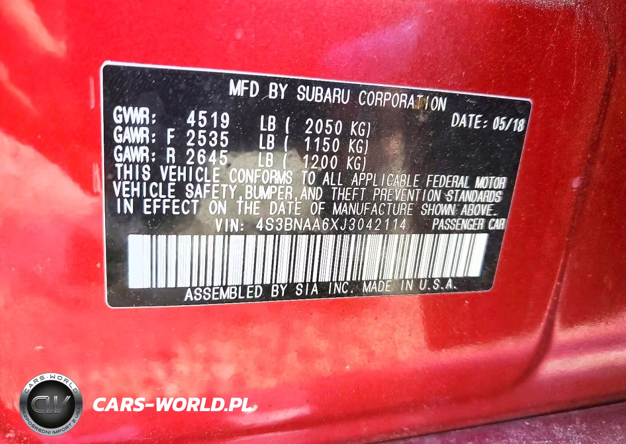2018 Subaru Legacy 2.5I VIN:4S3BNAA6XJ3042114 - 12