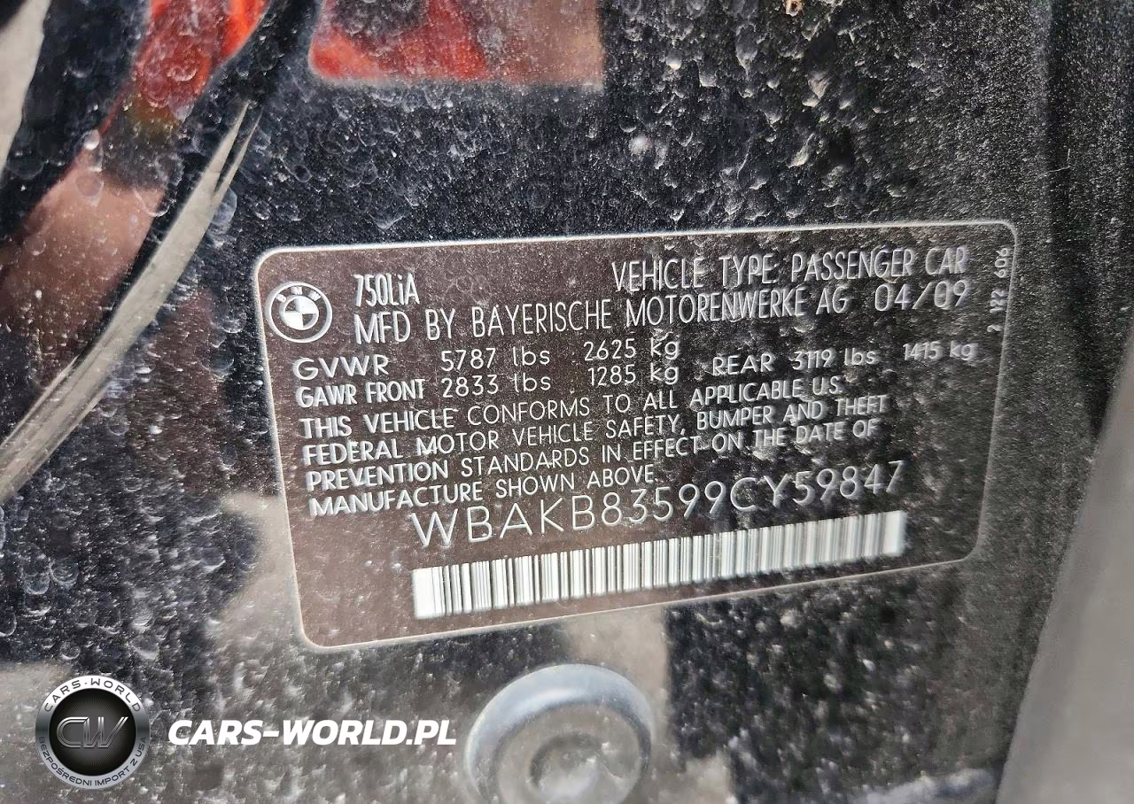 2009 BMW 750 Li VIN:WBAKB83599CY59847 - 12