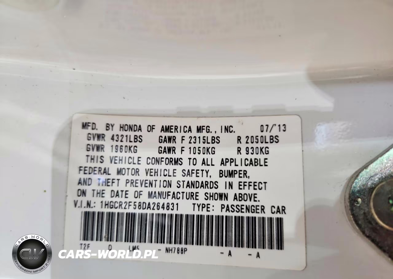 2013 Honda Accord Sport VIN:1HGCR2F58DA264831 - 12