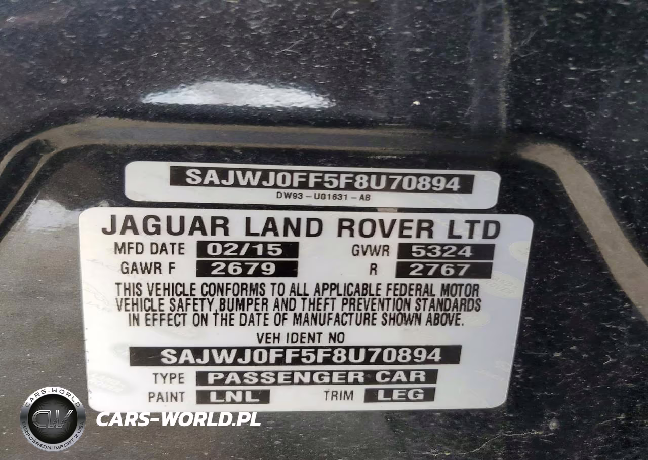 2015 Jaguar Xf 3.0 Sport Awd VIN:SAJWJ0FF5F8U70894 - 12