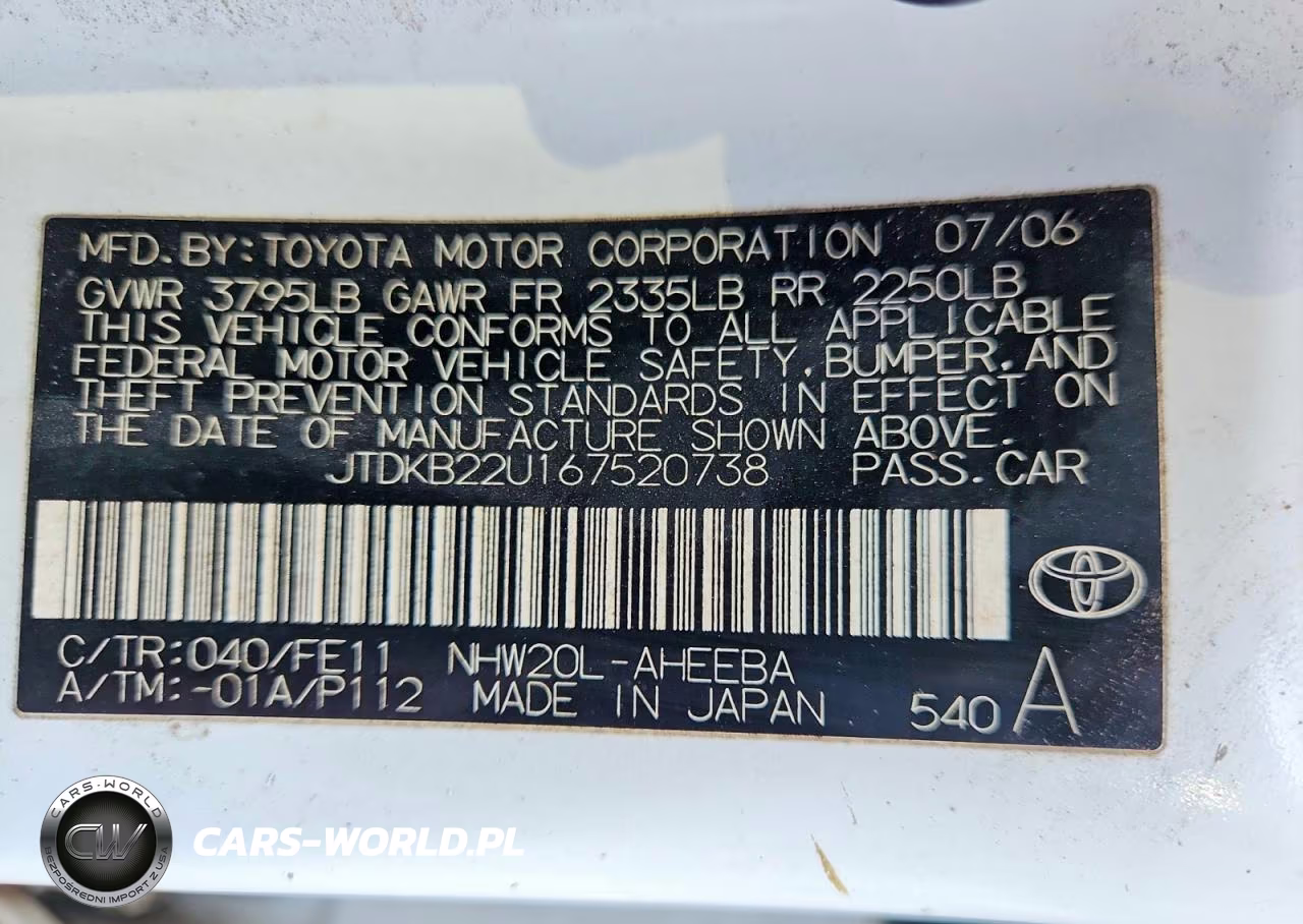 2006 Toyota Prius Base VIN:JTDKB22U167520738 - 13