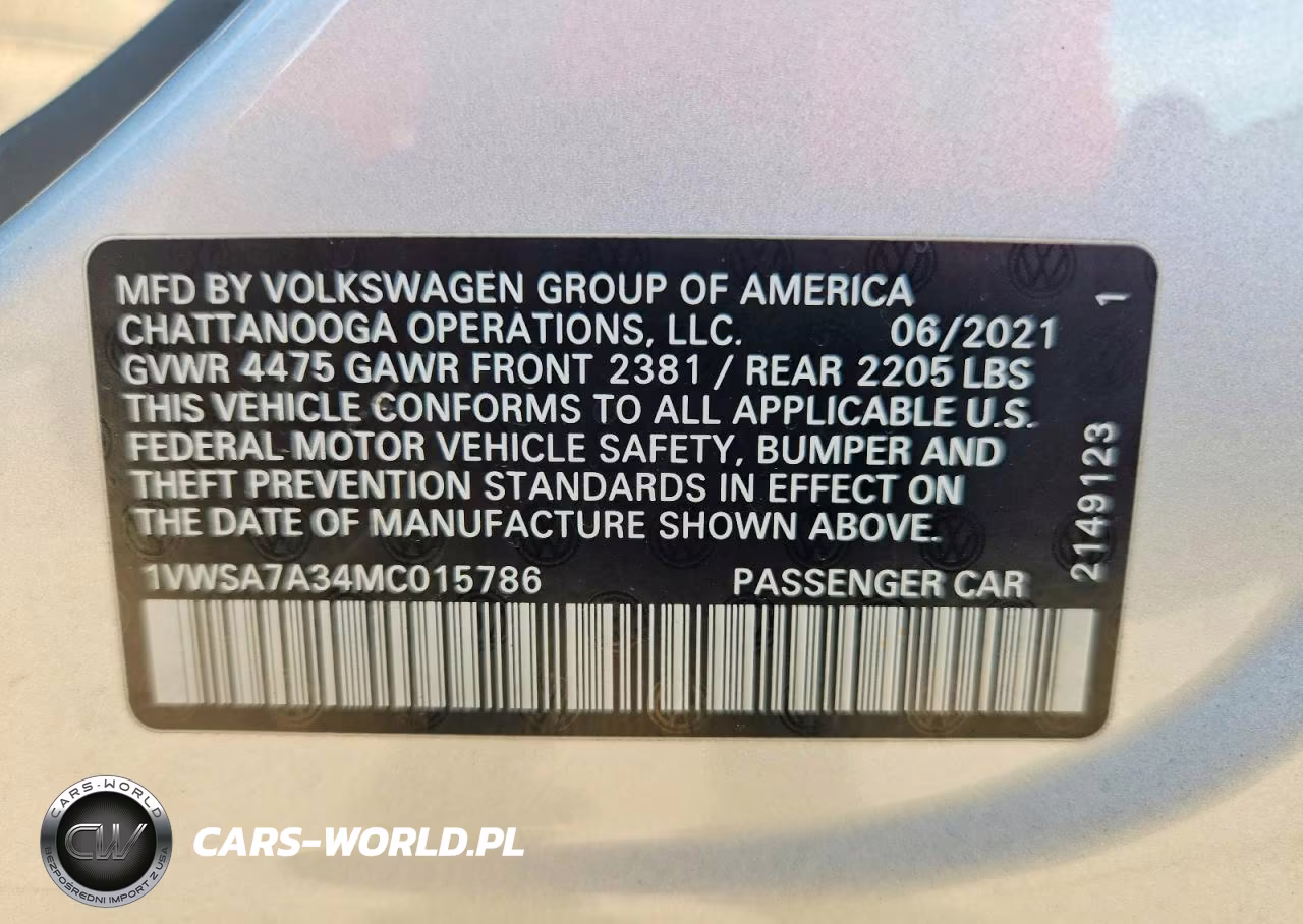 2021 Volkswagen Passat Se VIN:1VWSA7A34MC015786 - 12