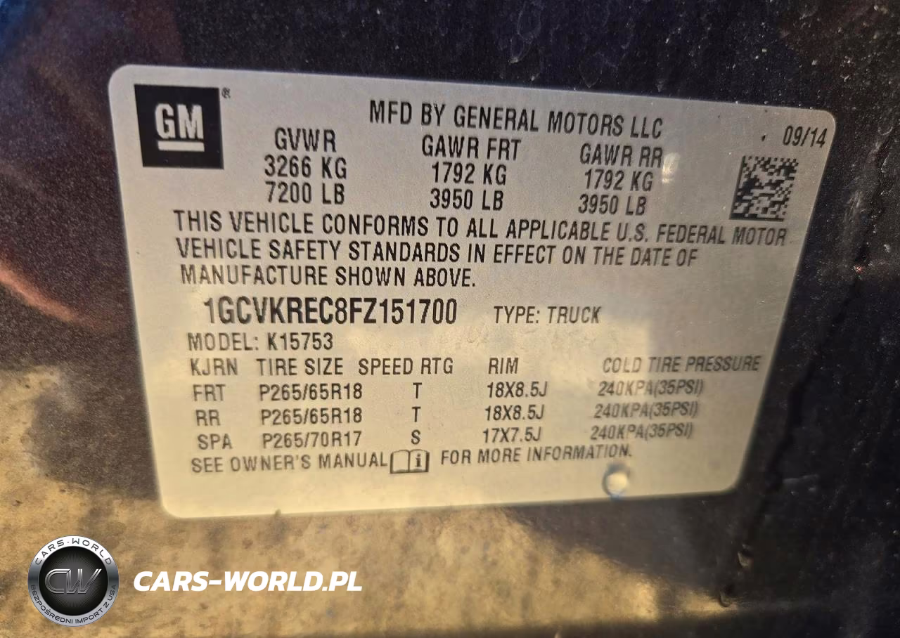 2015 Chevrolet Silverado K1500 Lt VIN:1GCVKREC8FZ151700 - 12