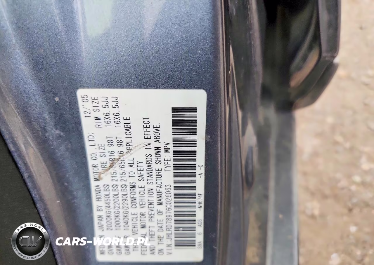 2006 Honda Cr-V Se VIN:JHLRD78976C026063 - 13