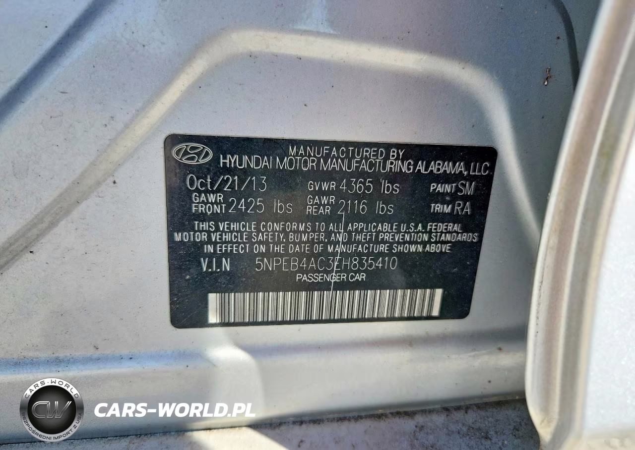 2014 Hyundai Sonata Gls VIN:5NPEB4AC3EH835410 - 12