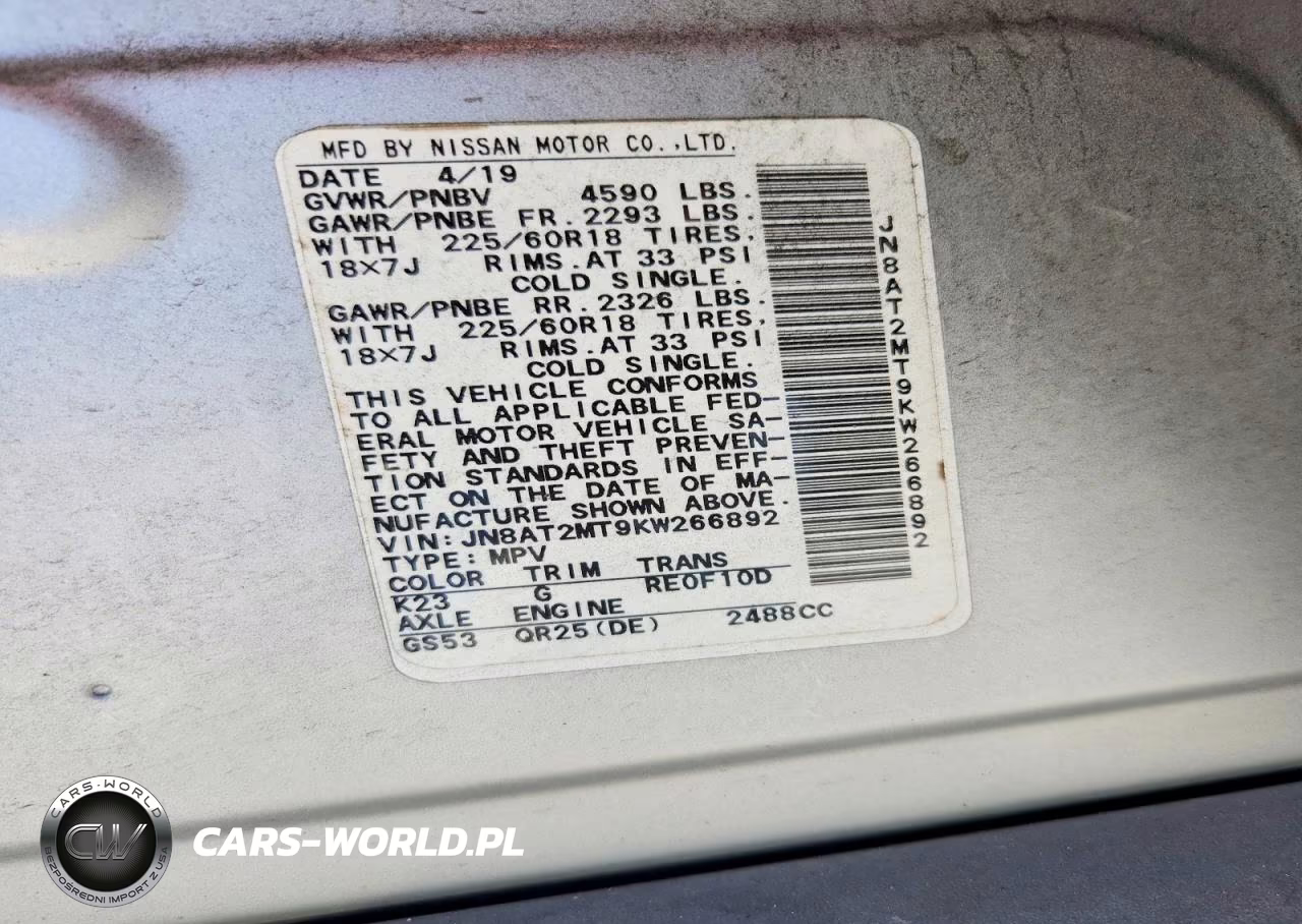 2019 Nissan Rogue Sv VIN:JN8AT2MT9KW266892 - 14