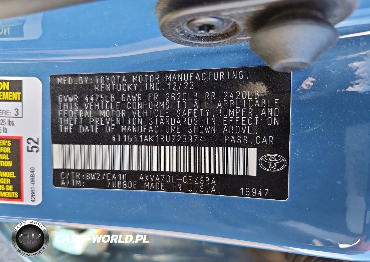 2024 Toyota Camry Se VIN:4T1G11AK1RU223974 - 12