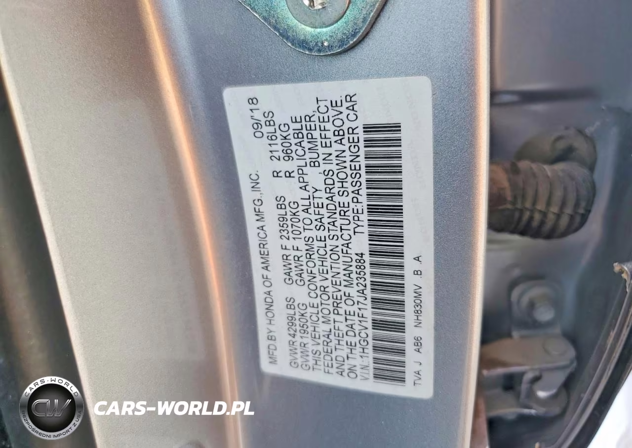 2018 Honda Accord Lx VIN:1HGCV1F17JA235884 - 12