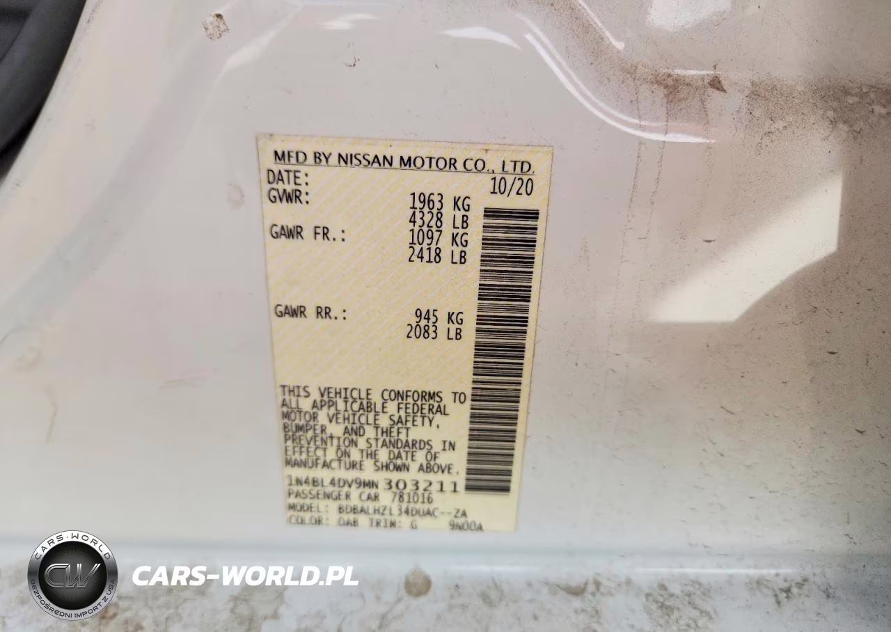 2021 Nissan Altima Sv VIN:1N4BL4DV9MN303211 - 13