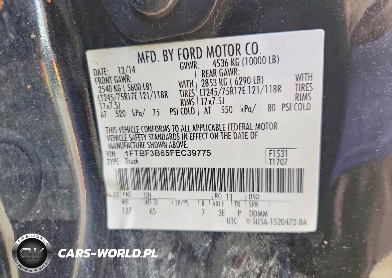 2015 Ford F350 Super Duty VIN:1FTBF3B65FEC39775 - 12