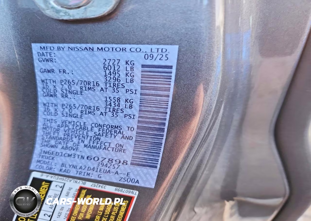 2026 Nissan Frontier S VIN:1N6ED1CM3TN607898 - 12