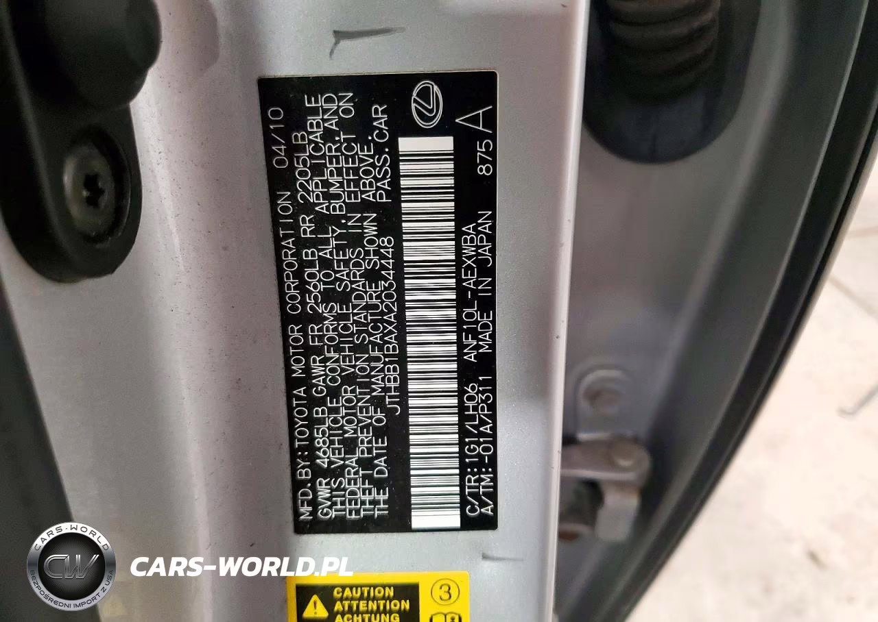 2010 Lexus Hs 250H VIN:JTHBB1BAXA2034448 - 12