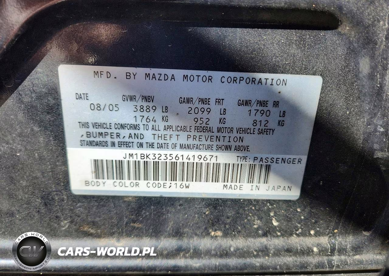 2006 Mazda 3 S VIN:JM1BK323561419671 - 12