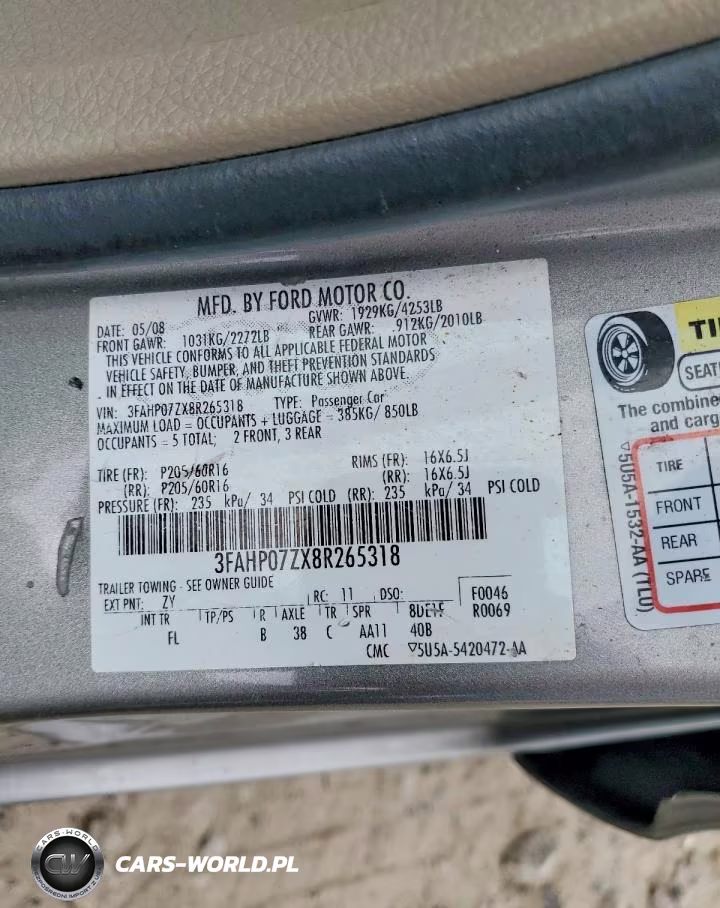 2008 Ford Fusion Se VIN:3FAHP07ZX8R265318 - 12