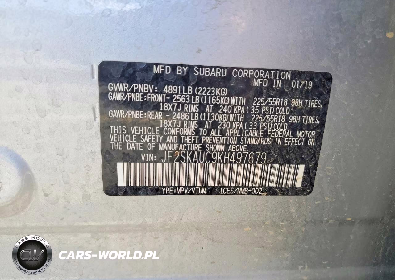 2019 Subaru Forester Limited VIN:JF2SKAUC9KH497679 - 13
