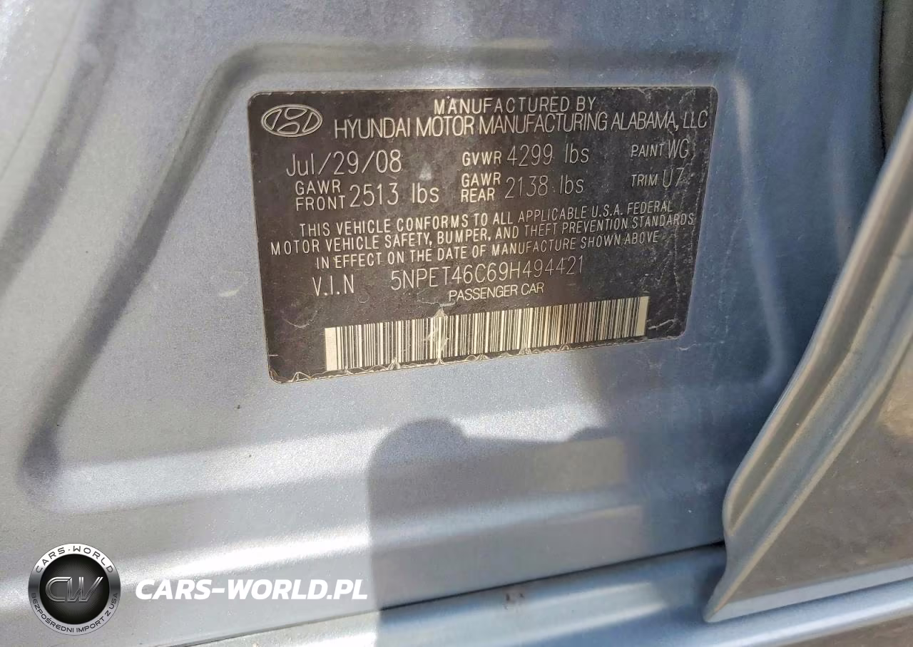 2009 Hyundai Sonata Gls VIN:5NPET46C69H494421 - 12