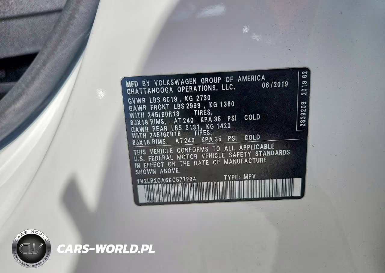 2019 Volkswagen Atlas Se VIN:1V2LR2CA6KC577294 - 13