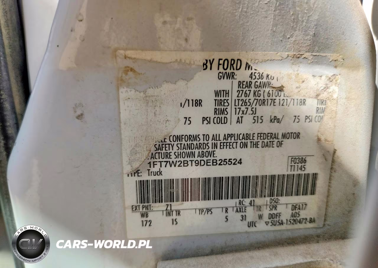 2013 Ford F250 Super Duty VIN:1FT7W2BT9DEB25524 - 12