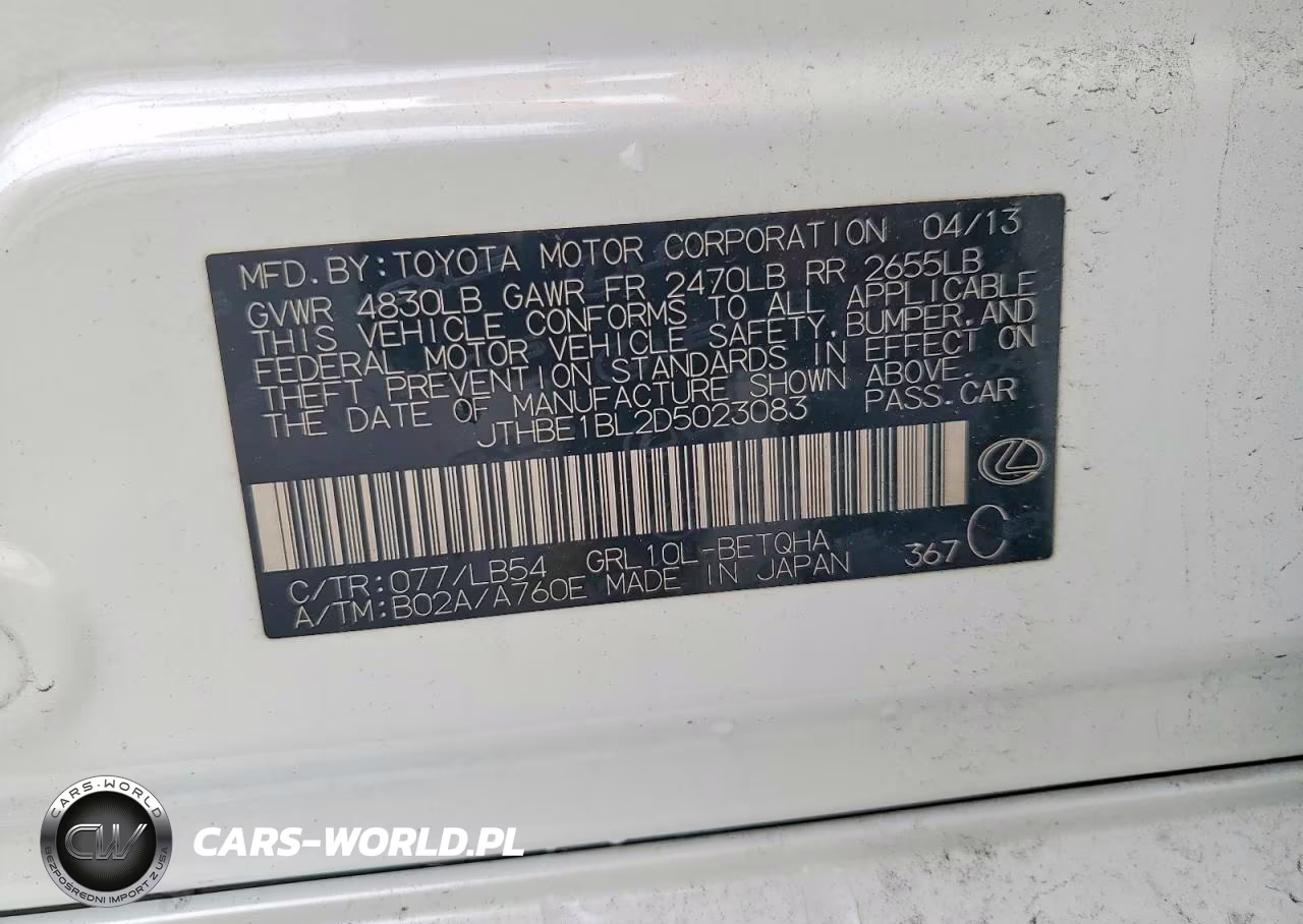 2013 Lexus Gs 350 VIN:JTHBE1BL2D5023083 - 12