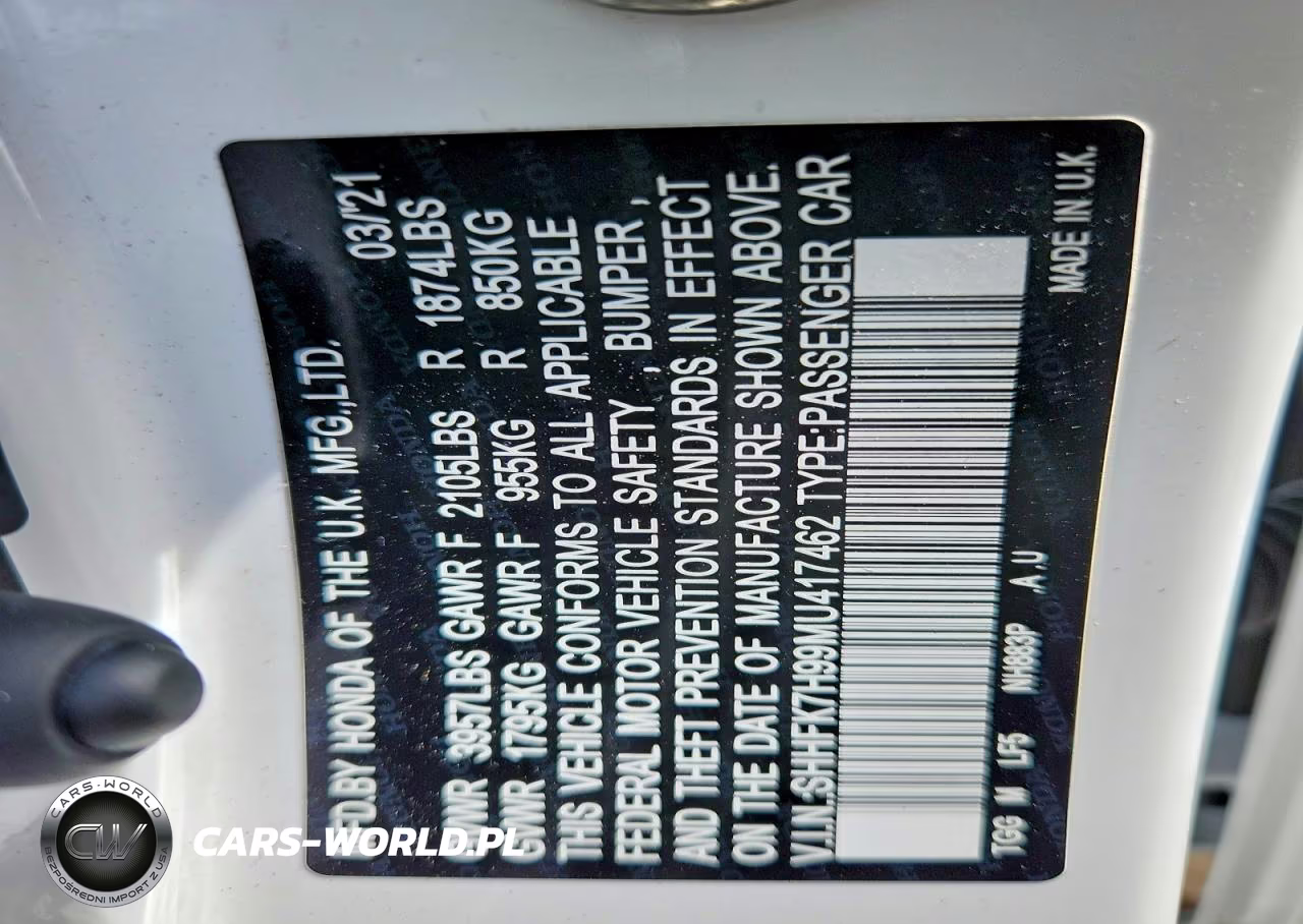 2021 Honda Civic Sport Touring VIN:SHHFK7H99MU417462 - 13